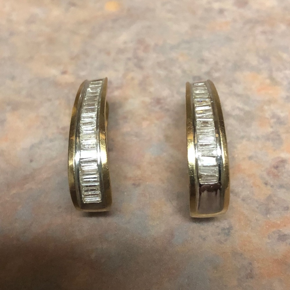 14 Gold Baguette diamond ear rings.